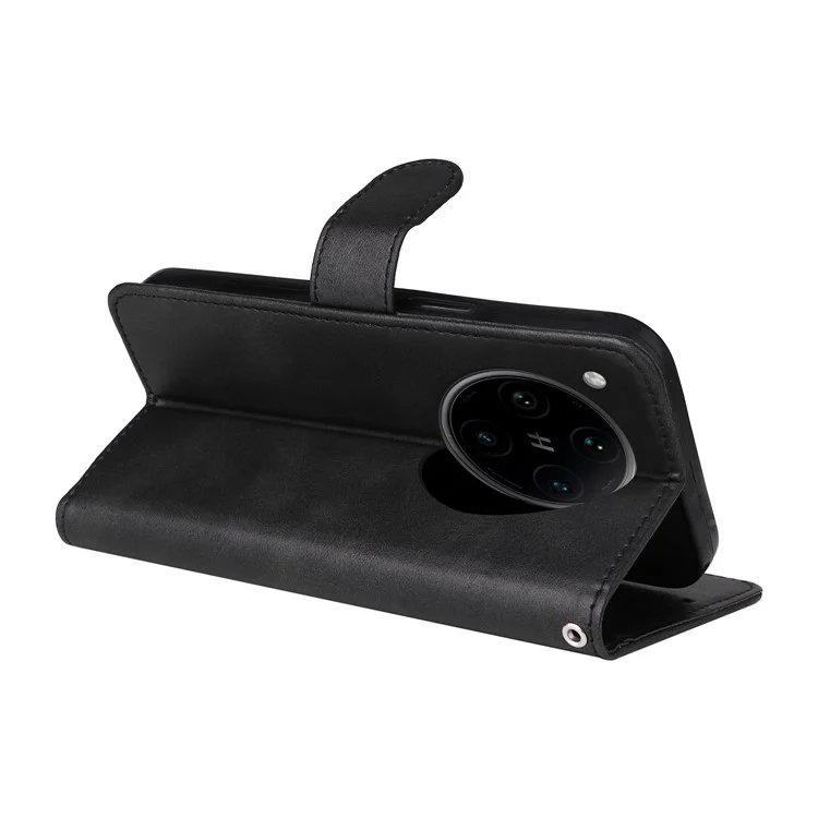 Funda de cartera de cuero de PU con tapa plegable para Oppo Find X8 Pro 5G - Negro