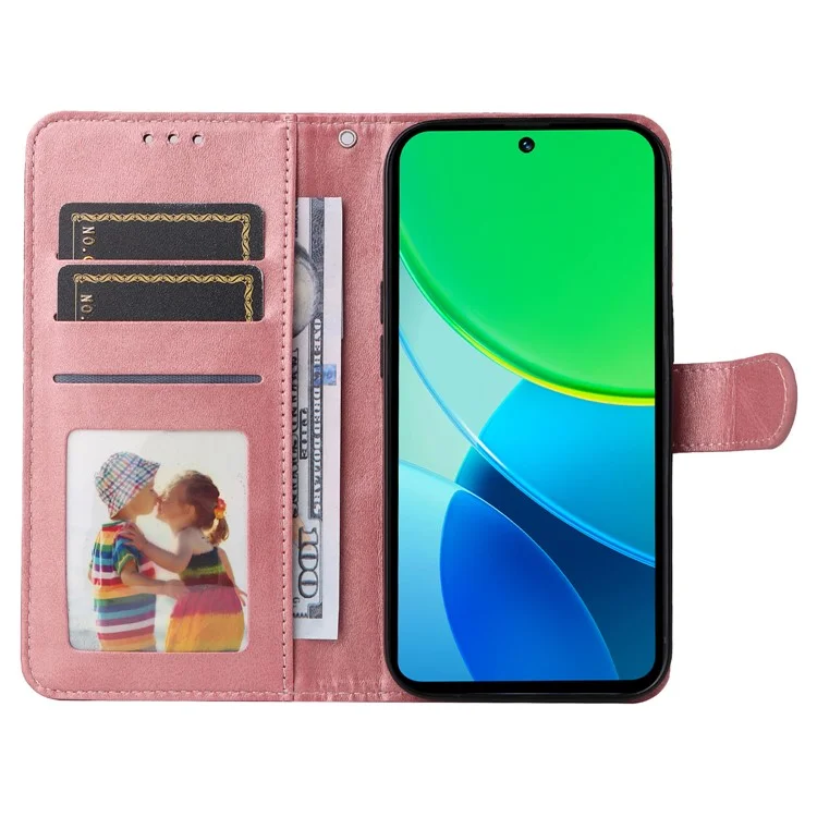 Чехол-книжка из искусственной кожи для vivo Y19s 4G - Розовый