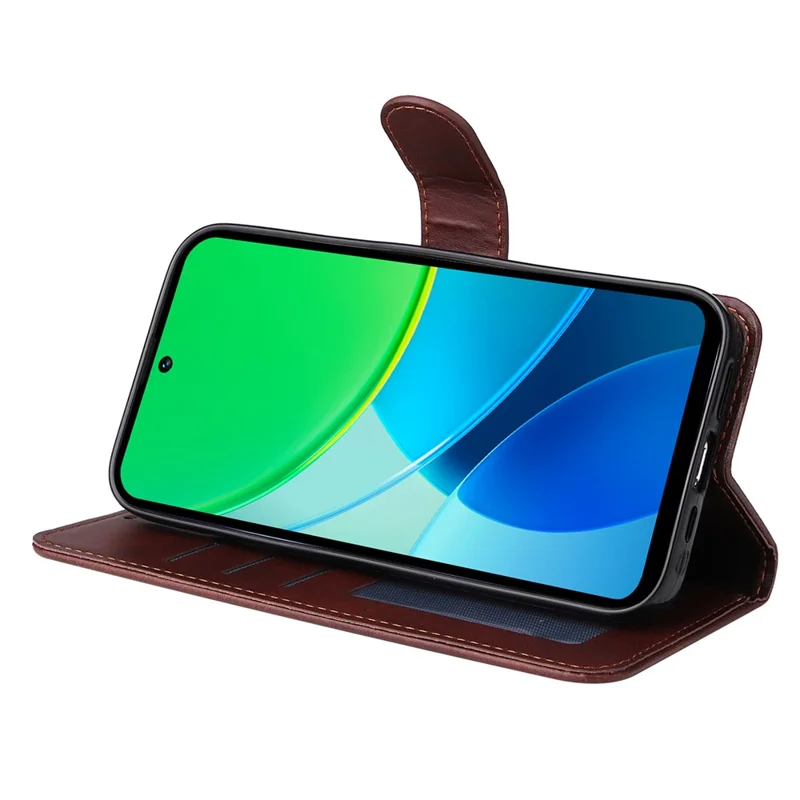 For vivo Y29 5G / Y19s 4G Case Wallet PU Leather Folio Flip Phone Cover - Brown