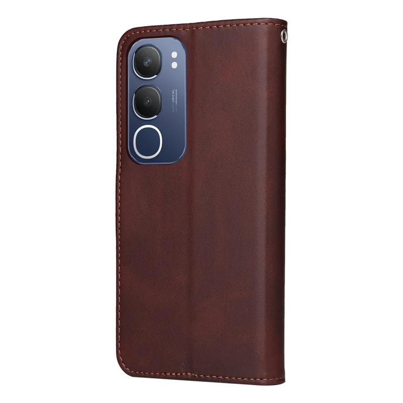 For vivo Y29 5G / Y19s 4G Case Wallet PU Leather Folio Flip Phone Cover - Brown