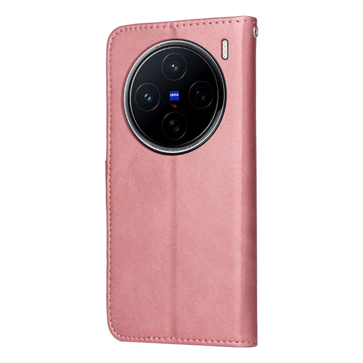 Étui portefeuille en cuir PU à rabat pour vivo X200 5G - Rose