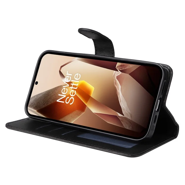 Funda para OnePlus 13 de piel sintética con tapa tipo cartera - Negro