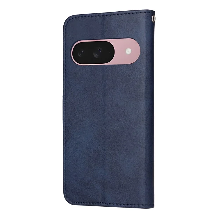 Funda cartera de piel sintética con tapa y soporte para Google Pixel 9a - Azul