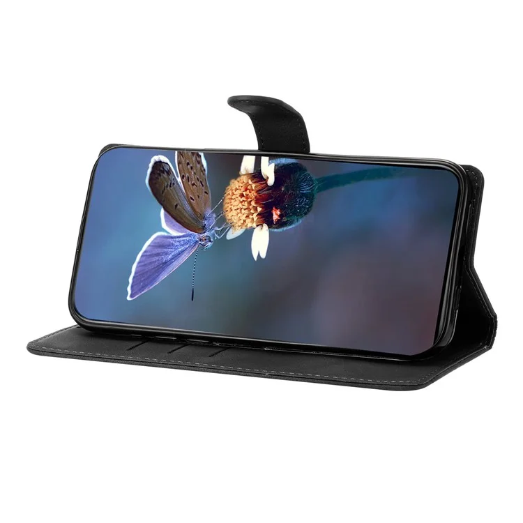 Für Samsung Galaxy A36 5G Hülle Schmetterling Blume Muster Skin-Touch Leder Handyhülle - Schwarz