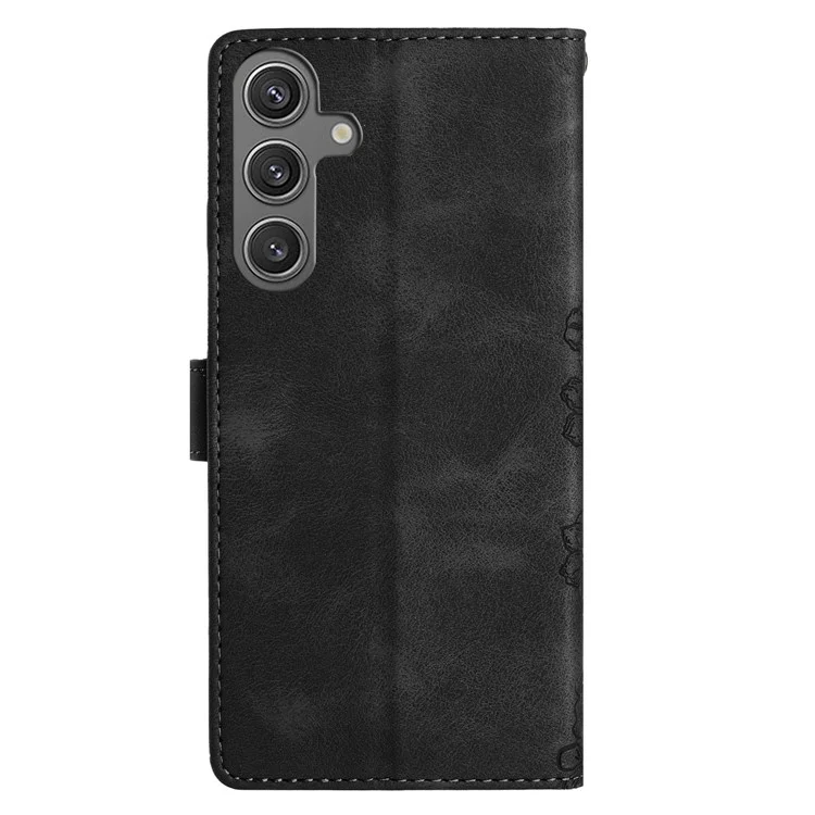 Étui pour Samsung Galaxy A26 5G avec motif floral de papillon, effet peau de cuir - Noir