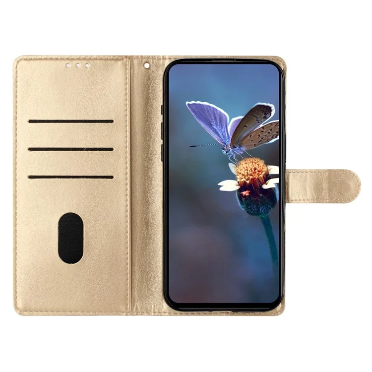 Для Samsung Galaxy A36 5G чехол Butterfly Flower Drop-Proof PU кожаный бумажник телефона - Золотой
