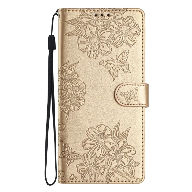 Для Samsung Galaxy A36 5G чехол Butterfly Flower Drop-Proof PU кожаный бумажник телефона - Золотой