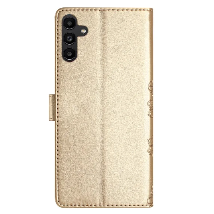 Для Samsung Galaxy A36 5G чехол Butterfly Flower Drop-Proof PU кожаный бумажник телефона - Золотой