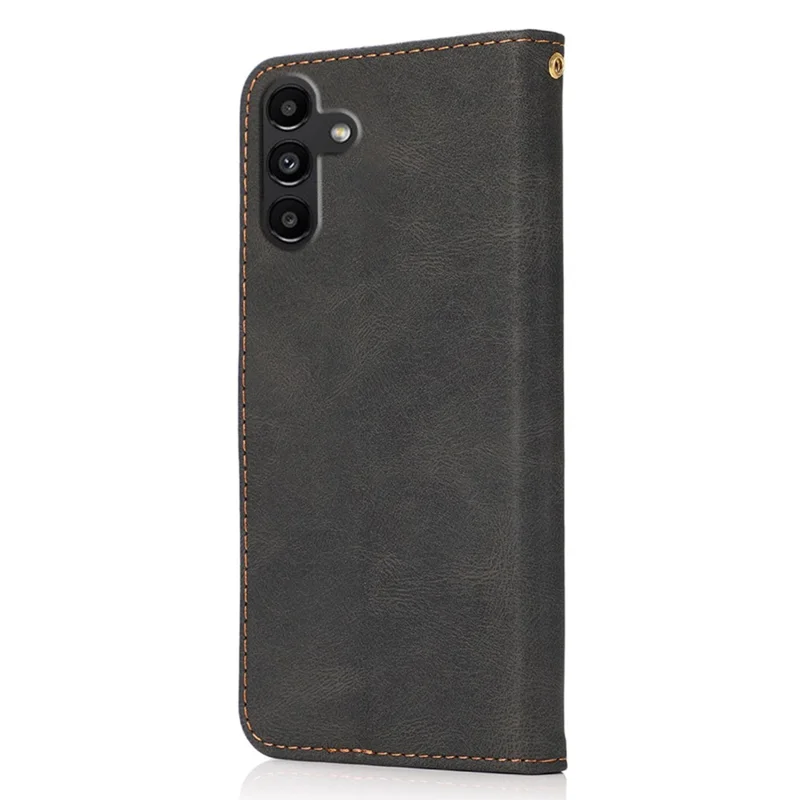 Cover per Samsung Galaxy A36 5G, colore a contrasto, portafoglio, supporto, custodia in pelle con cinturino da polso - Nero Marrone