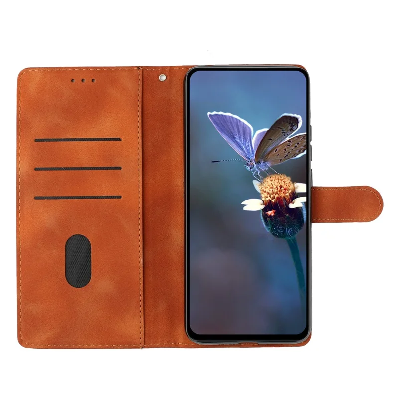 For Samsung Galaxy A36 5G Case Leather Imprinted Flower Phone Cover Wallet with Wrist Strap - Brown