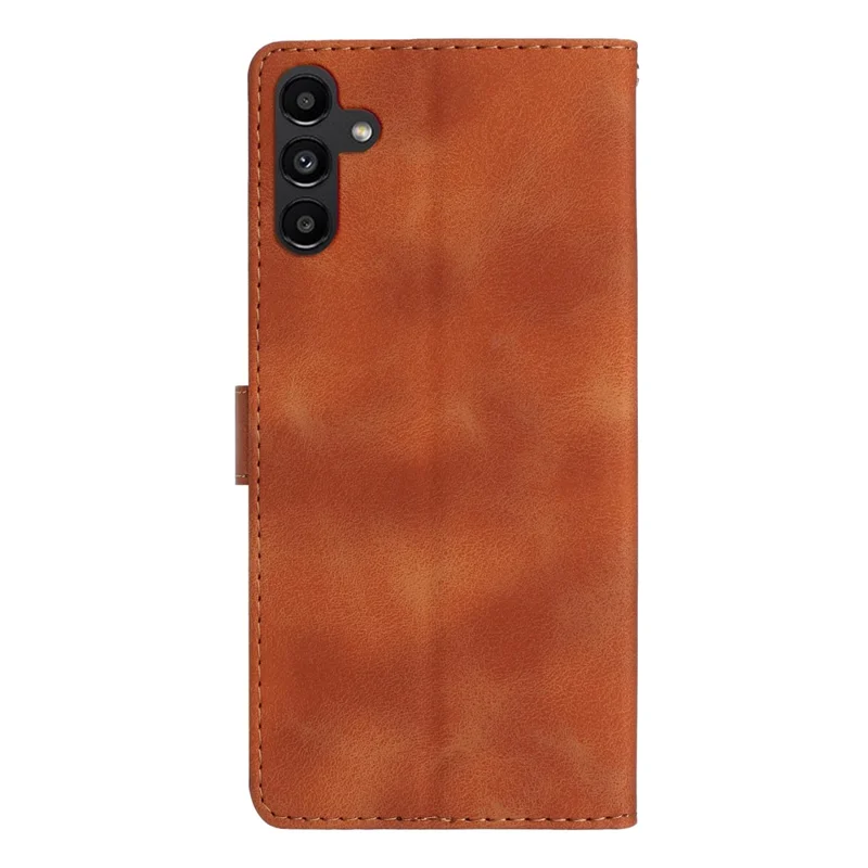 For Samsung Galaxy A36 5G Case Leather Imprinted Flower Phone Cover Wallet with Wrist Strap - Brown