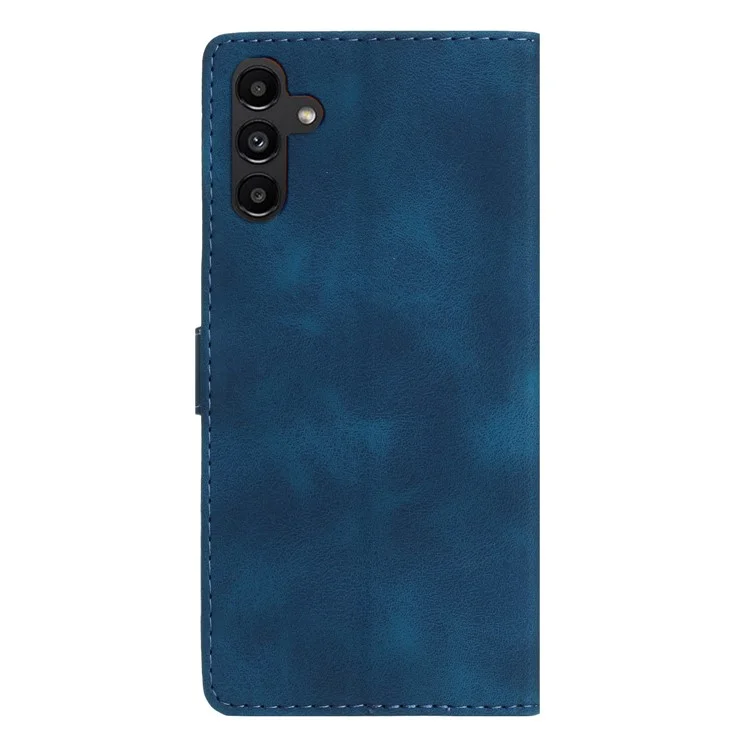 Étui en cuir avec motif floral pour Samsung Galaxy A26 5G, avec dragonne - Bleu