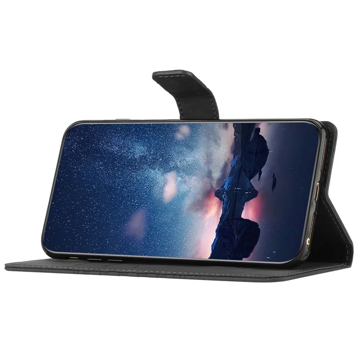 Custodia per Samsung Galaxy A26 5G, in pelle con motivo a rombi, flip orizzontale - Nero