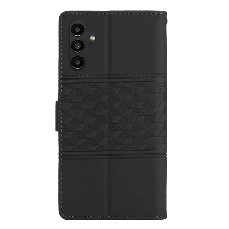 Custodia per Samsung Galaxy A26 5G, in pelle con motivo a rombi, flip orizzontale - Nero