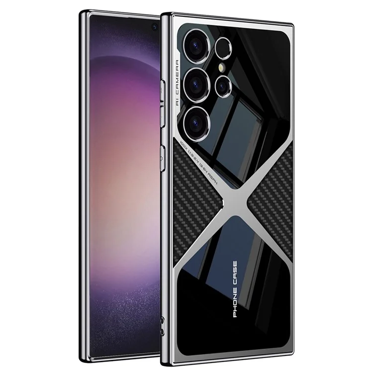Funda para Samsung Galaxy S23 Ultra de GKK, diseño en forma de X, funda protectora híbrida para el teléfono - textura de fibra de carbono