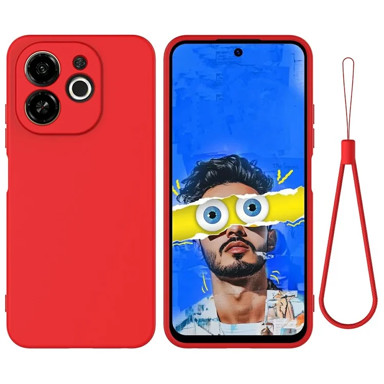 Étui pour TECNO Spark 30C 5G / Pop 9 5G en silicone liquide avec dragonne - Rouge