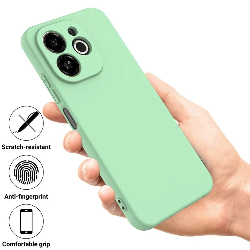 For TECNO Spark 30C 5G  /  Pop 9 5G Case Liquid Silicone Phone Back Cover with Hand Strap - Green