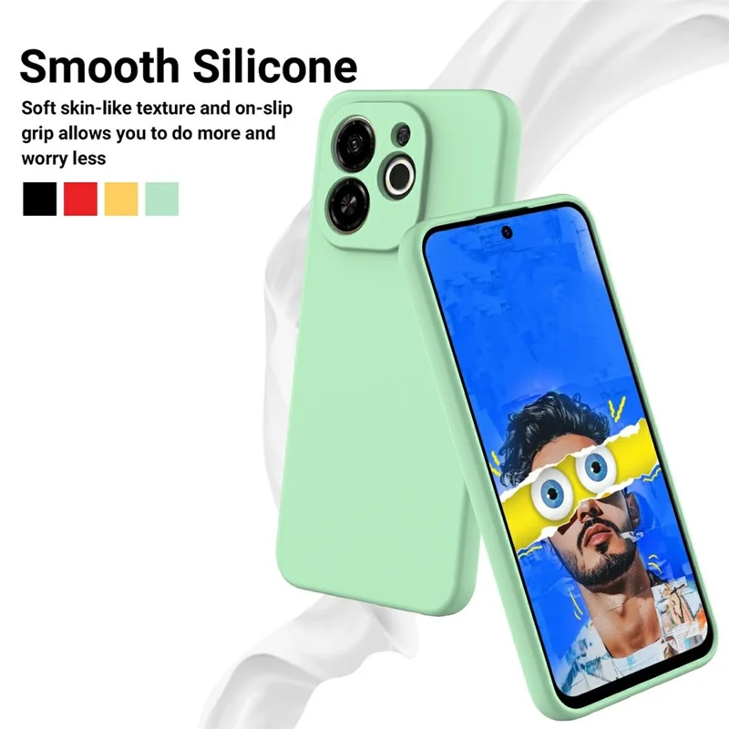 For TECNO Spark 30C 5G  /  Pop 9 5G Case Liquid Silicone Phone Back Cover with Hand Strap - Green