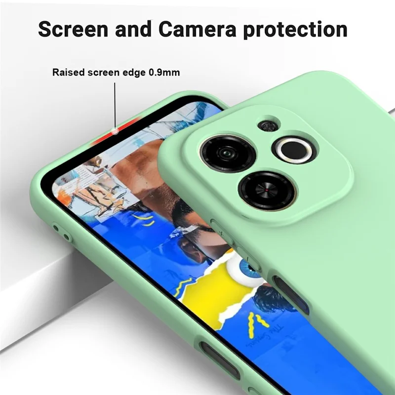 For TECNO Spark 30C 5G  /  Pop 9 5G Case Liquid Silicone Phone Back Cover with Hand Strap - Green