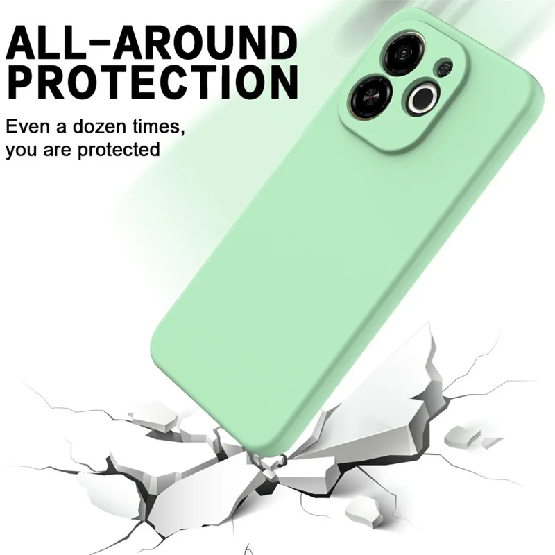 For TECNO Spark 30C 5G  /  Pop 9 5G Case Liquid Silicone Phone Back Cover with Hand Strap - Green