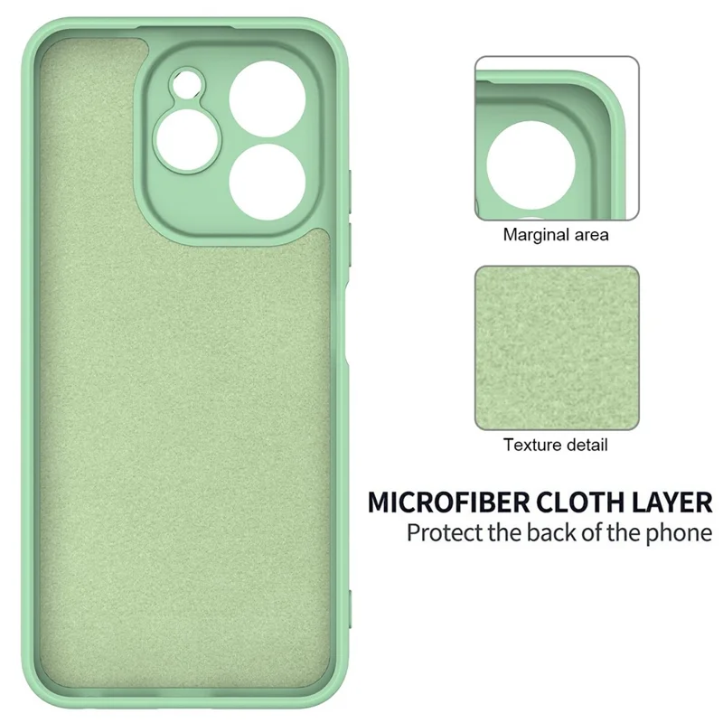 For TECNO Spark 30C 5G  /  Pop 9 5G Case Liquid Silicone Phone Back Cover with Hand Strap - Green