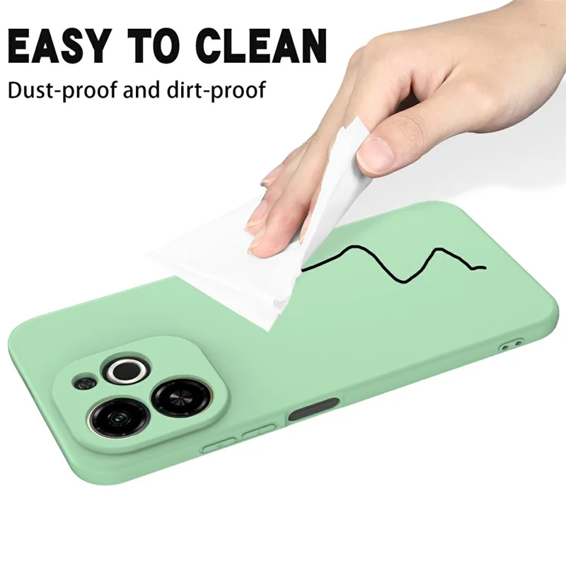 For TECNO Spark 30C 5G  /  Pop 9 5G Case Liquid Silicone Phone Back Cover with Hand Strap - Green