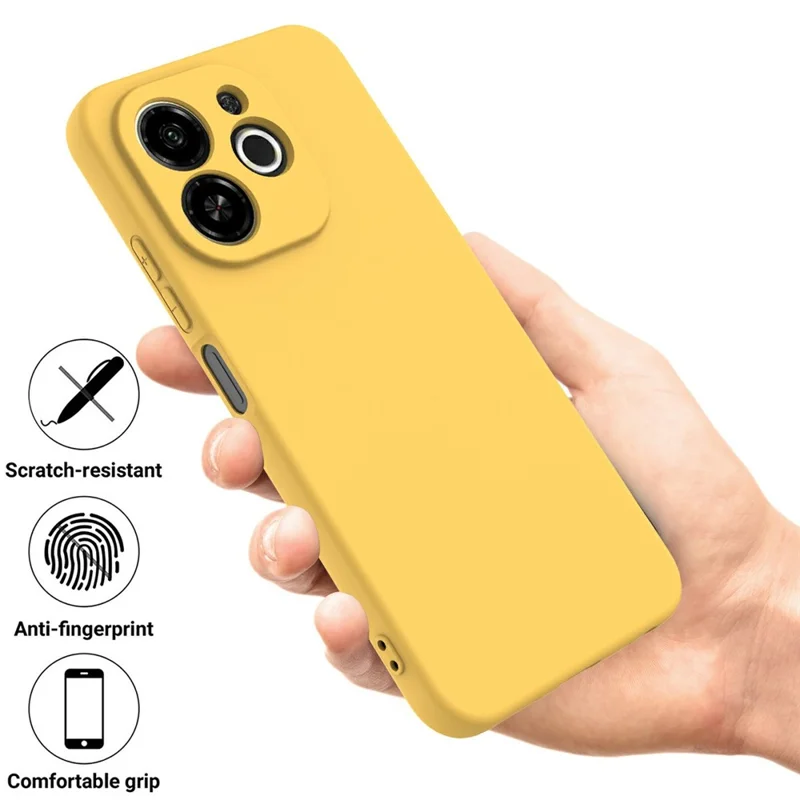 For TECNO Spark 30C 5G  /  Pop 9 5G Case Liquid Silicone Phone Back Cover with Hand Strap - Yellow