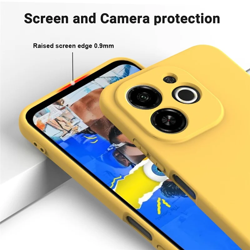 For TECNO Spark 30C 5G  /  Pop 9 5G Case Liquid Silicone Phone Back Cover with Hand Strap - Yellow
