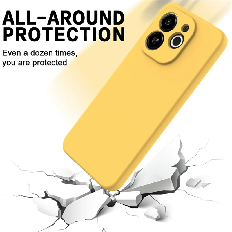 For TECNO Spark 30C 5G  /  Pop 9 5G Case Liquid Silicone Phone Back Cover with Hand Strap - Yellow