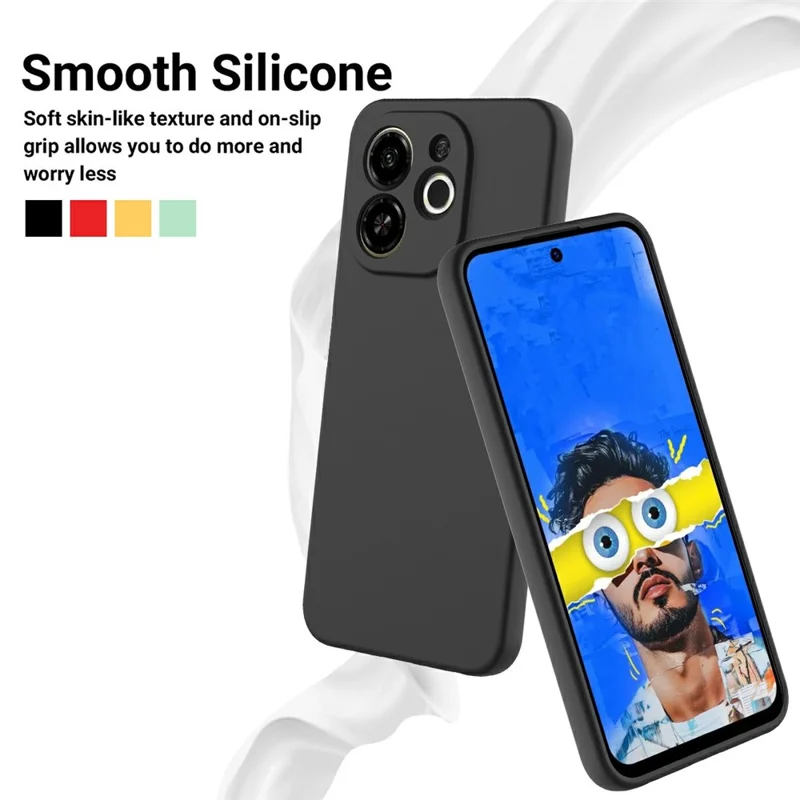 For TECNO Spark 30C 5G  /  Pop 9 5G Case Liquid Silicone Phone Back Cover with Hand Strap - Black