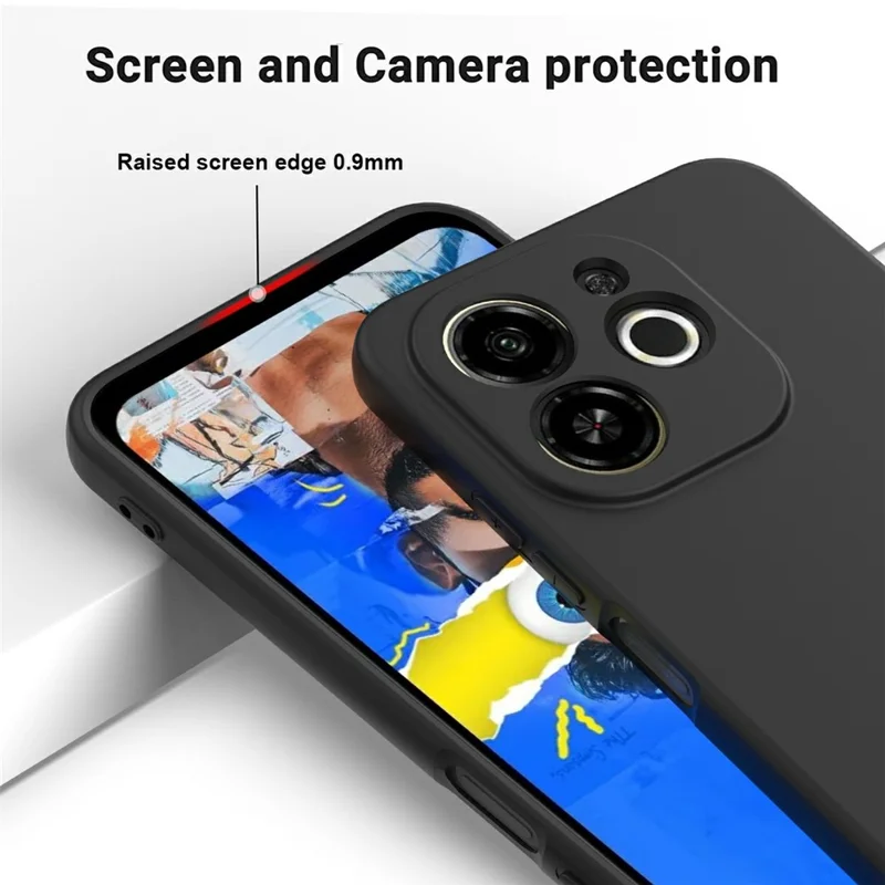 For TECNO Spark 30C 5G  /  Pop 9 5G Case Liquid Silicone Phone Back Cover with Hand Strap - Black