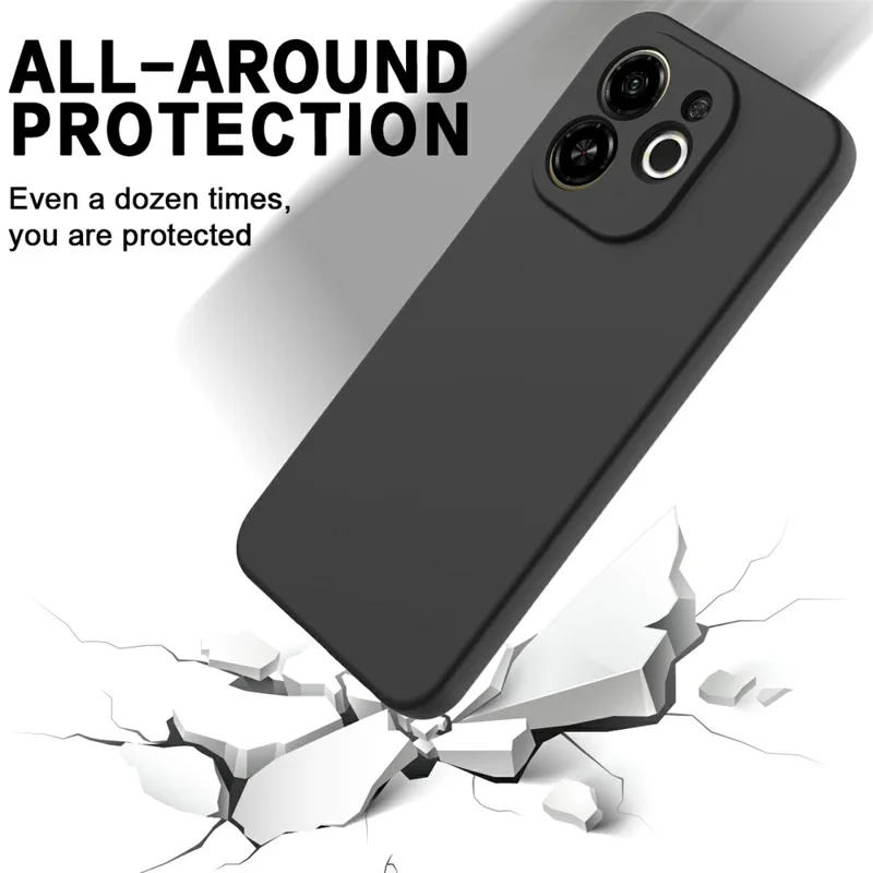For TECNO Spark 30C 5G  /  Pop 9 5G Case Liquid Silicone Phone Back Cover with Hand Strap - Black