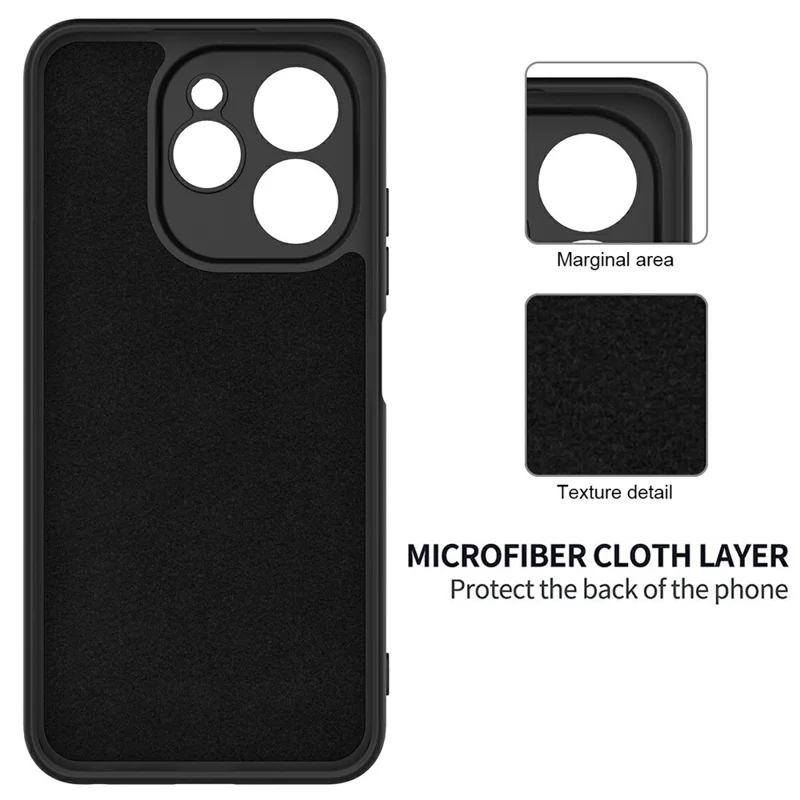 For TECNO Spark 30C 5G  /  Pop 9 5G Case Liquid Silicone Phone Back Cover with Hand Strap - Black