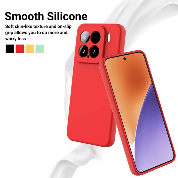 Для Xiaomi 15 Чехол из жидкого силикона для заднего корпуса телефона с ручным ремешком - Красный