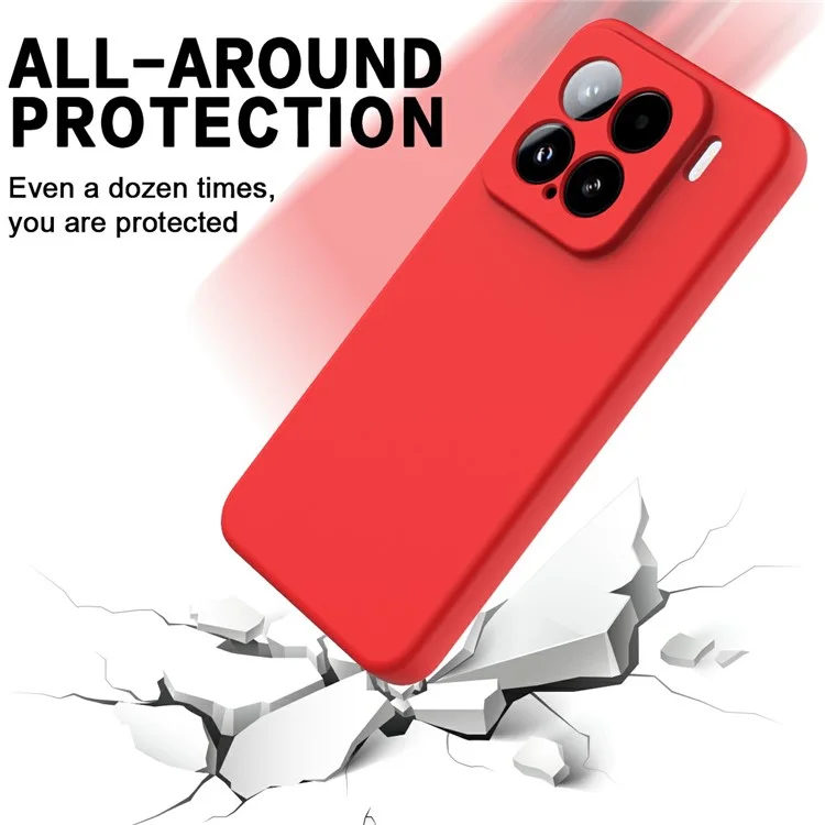 Для Xiaomi 15 Чехол из жидкого силикона для заднего корпуса телефона с ручным ремешком - Красный