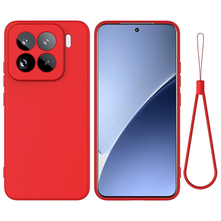 Custodia per Xiaomi 15 Pro in silicone liquido con cinturino - Rosso