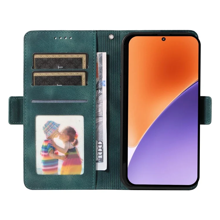 Custodia per Xiaomi 15 in pelle PU, cover per telefono con motivo a rombi e stelle - Verde