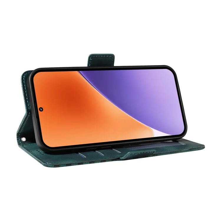 Custodia per Xiaomi 15 in pelle PU, cover per telefono con motivo a rombi e stelle - Verde