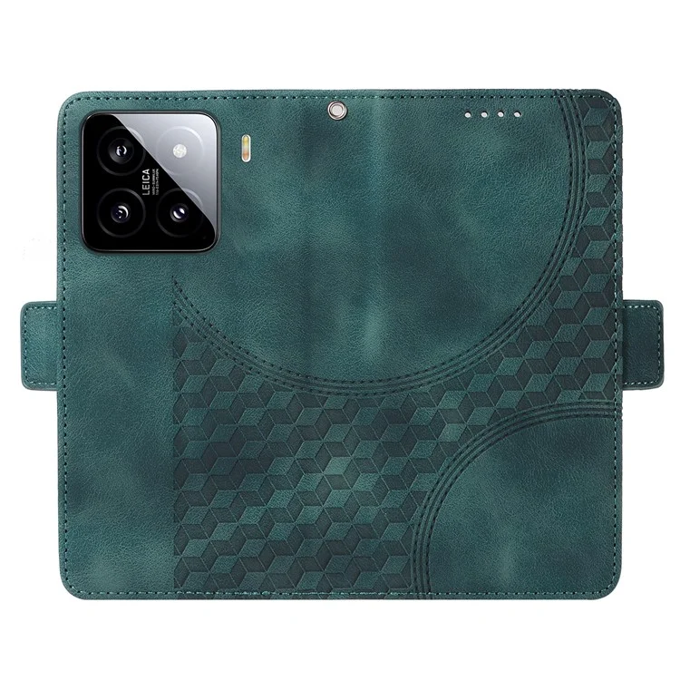 Custodia per Xiaomi 15 in pelle PU, cover per telefono con motivo a rombi e stelle - Verde
