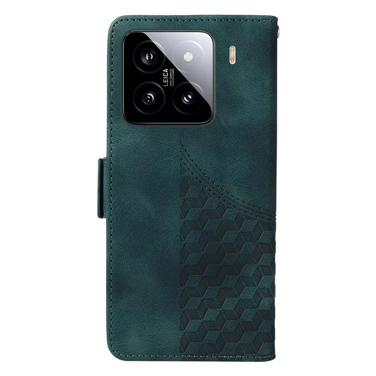 Custodia per Xiaomi 15 in pelle PU, cover per telefono con motivo a rombi e stelle - Verde