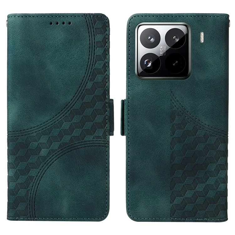 Custodia per Xiaomi 15 Pro in pelle PU con motivo a rombi stellato - Verde