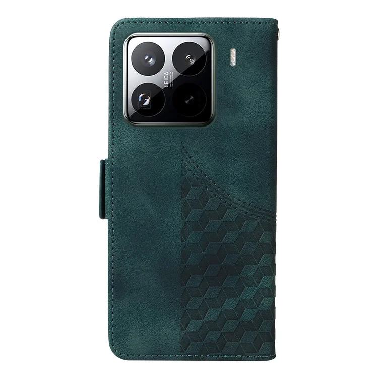 Custodia per Xiaomi 15 Pro in pelle PU con motivo a rombi stellato - Verde