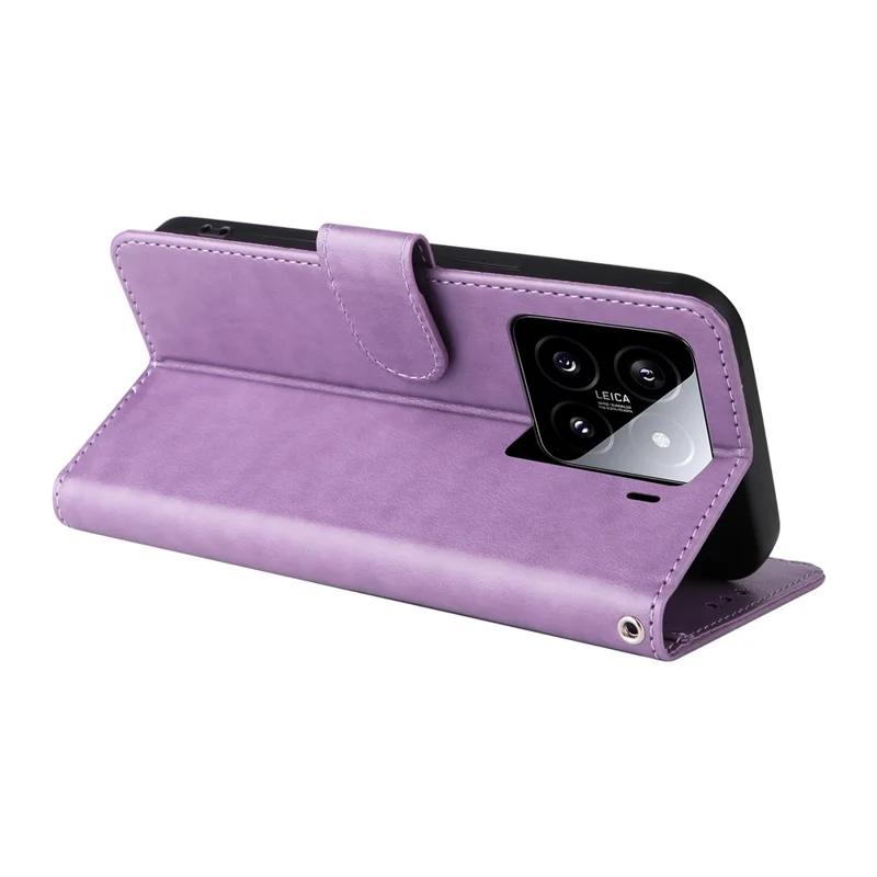 For Xiaomi 15 Leather Case Butterfly Floral Imprint Wallet Stand Cover - Purple