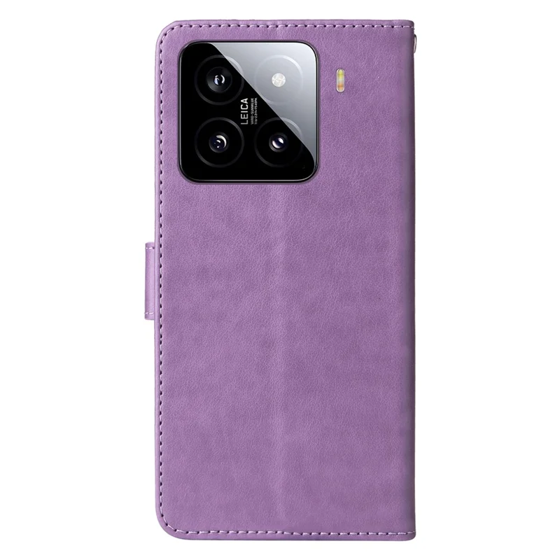 For Xiaomi 15 Leather Case Butterfly Floral Imprint Wallet Stand Cover - Purple
