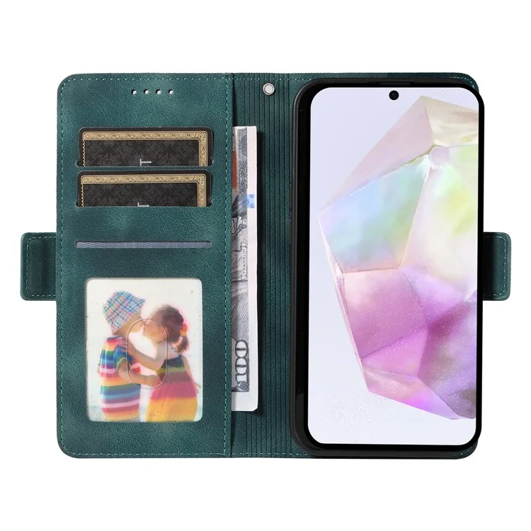 Custodia in pelle PU per Samsung Galaxy A56 5G / A36 5G, con motivo a rombi e stelle stampato - Verde