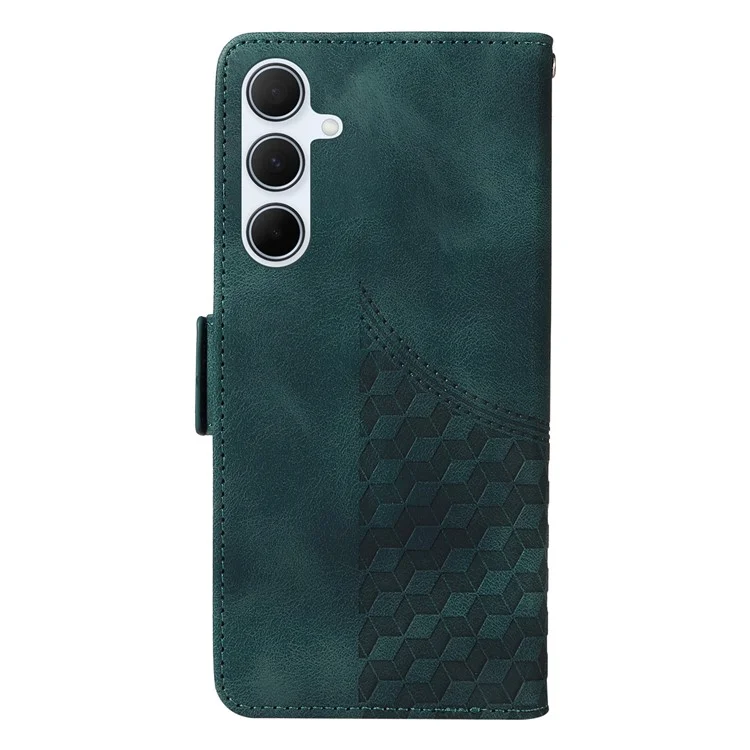Custodia in pelle PU per Samsung Galaxy A56 5G / A36 5G, con motivo a rombi e stelle stampato - Verde