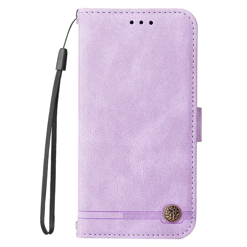 For Honor X60 5G Leather Wallet Cases Skin Touch Phone Cover Stand with Strap - Purple