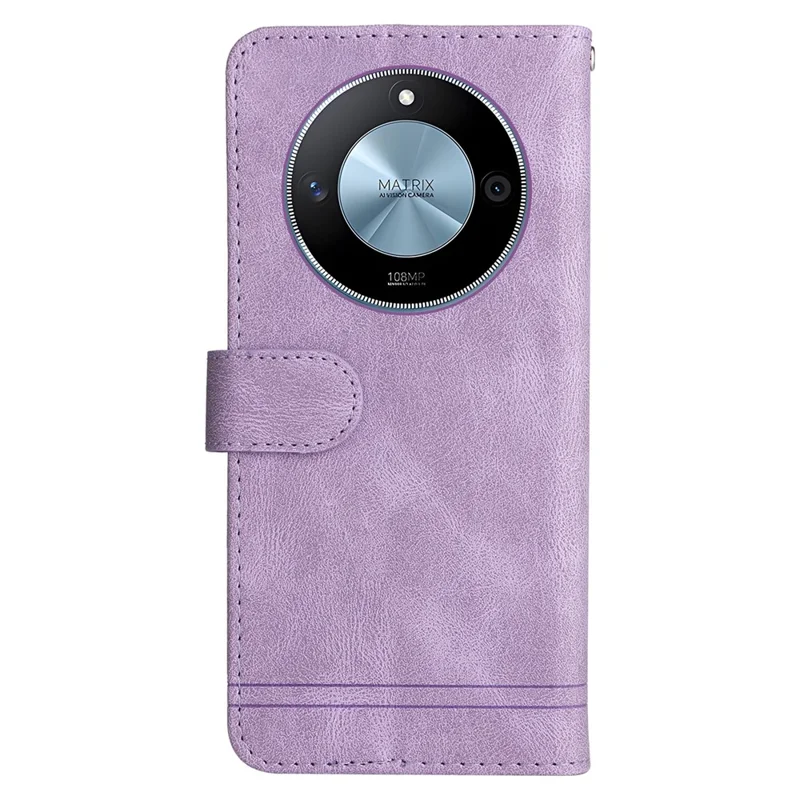 For Honor X60 5G Leather Wallet Cases Skin Touch Phone Cover Stand with Strap - Purple