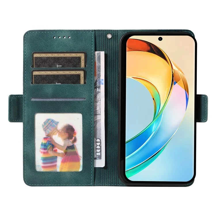 For Honor X60 5G Hülle PU-Leder Handyhülle Rhombus Sternenmuster - Grün