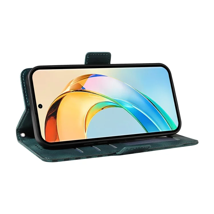 For Honor X60 5G Hülle PU-Leder Handyhülle Rhombus Sternenmuster - Grün